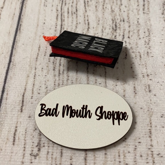 *Witchwood Bags Vegan Leather Mini Bound Book Lapel Pin in Black Magic - Picture 3 of 5